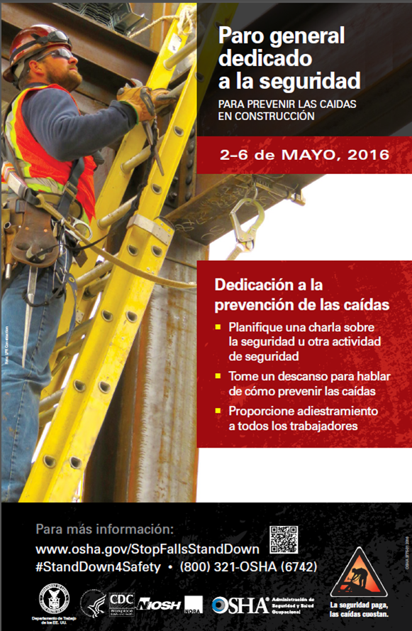 Paro general dedicado al seguridad Para Prevenir Las Caidas En Construccion - 2-6 de Mayo, 2016 Poster