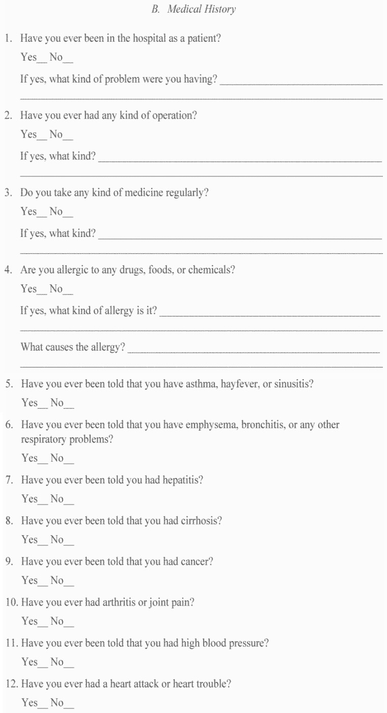 B. Medical History B. Medical History