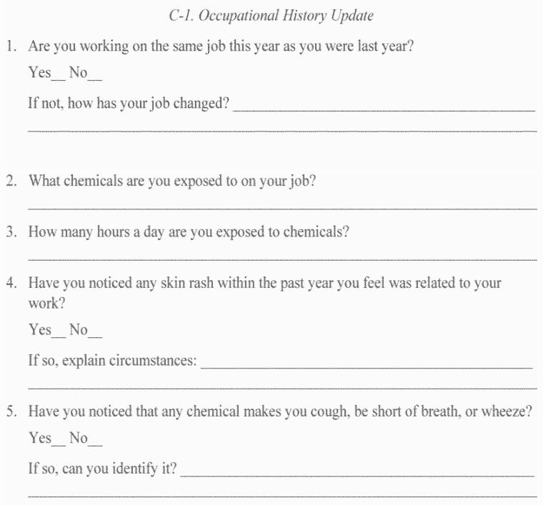 C-1. Occupational History Update C-1. Occupational History Update