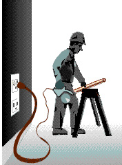 Trabajador eléctrico se utiliza el suelo como la clavija no está debidamente fundamentada a la que conduce a recepticale electrocución