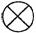 Circle with a X through center of circle