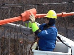 Workman in aerial bucket using IPE