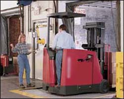 Figure 3. Paint the edges of loading docks to improve visibility. Check for pedestrians, over vehicles, and other obstacles when exiting trailers.
