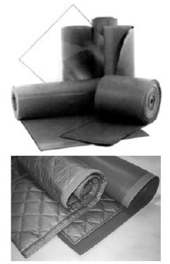 Photographs of dense but flexible barrier material.