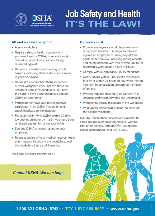 Job Safety and Health: It's the Law - Poster
