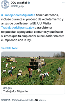 #TrabajadoresMigrantes tienen derechos, incluso durante el proceso de reclutamiento y antes de que lleguen a EE.UU.`
